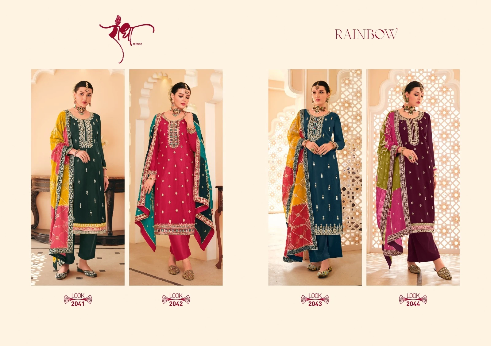 Radha Trendz Rainbow Heavy Chinon Wholesale Designer Salwar Suit Catalog — Wholesale Salwar Suits, MPA wholesale from Surat — view 5